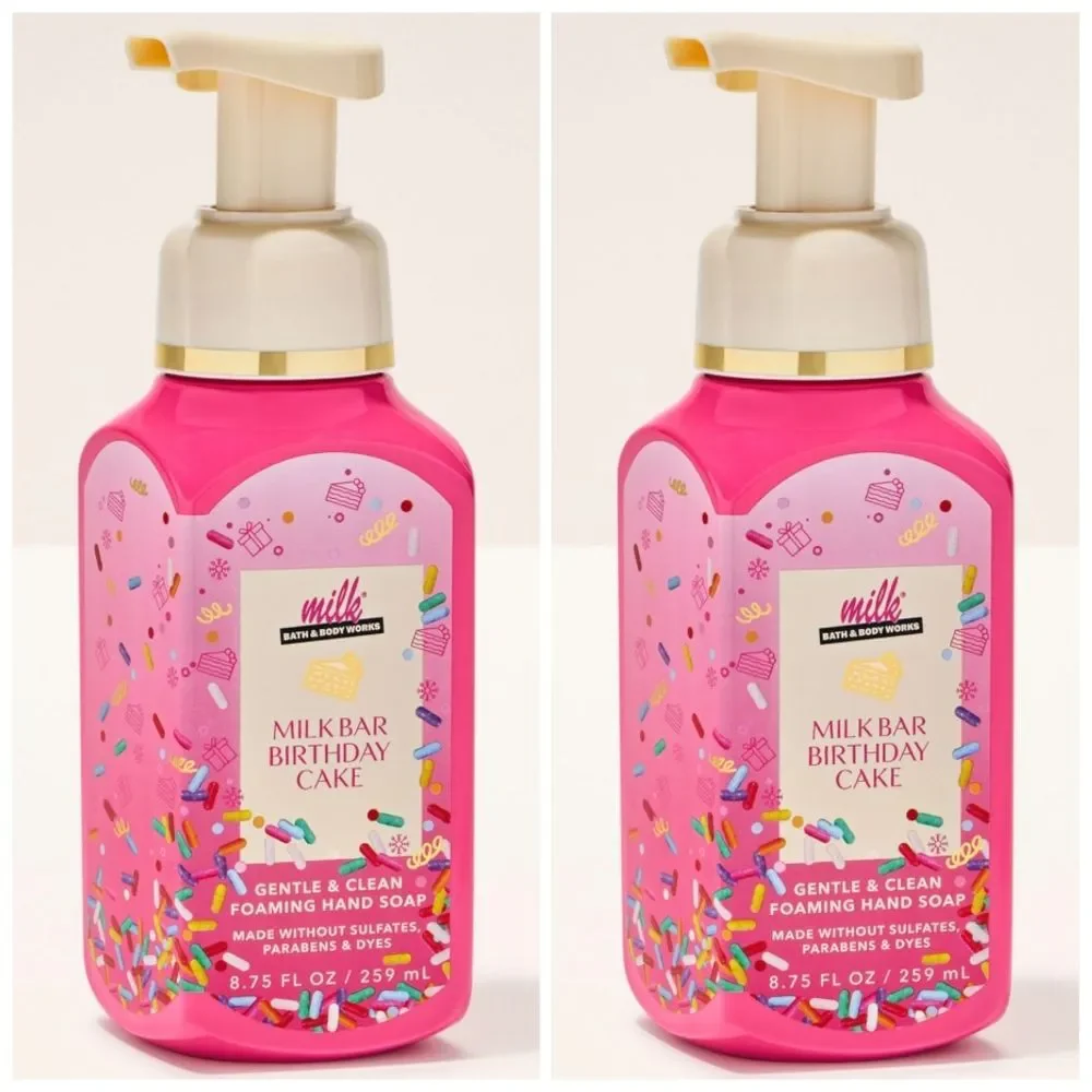 Bath Body Works Milk Bar Birthday Cake Gentle Foaming Hand Soap Set of 2 NEW